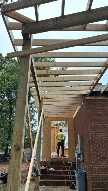 Pergola structure under construction