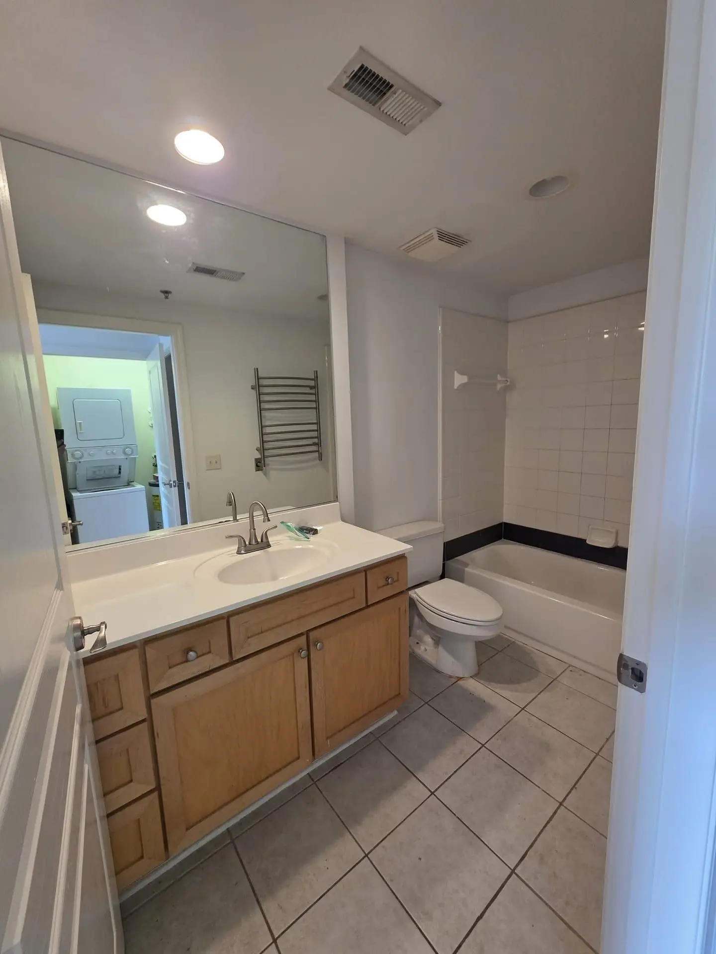 Cramped dated bathroom before remodel